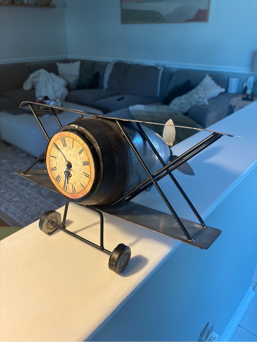 Vintage-Style Airplane Table Clock - Black